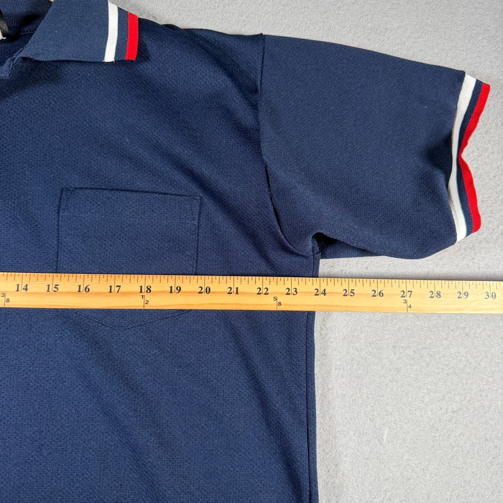 Logo Athletic Mens Navy Blue‎ Striped Trim Short Sleeve Pocket Polo Shirt Large - Picture 6 of 12
